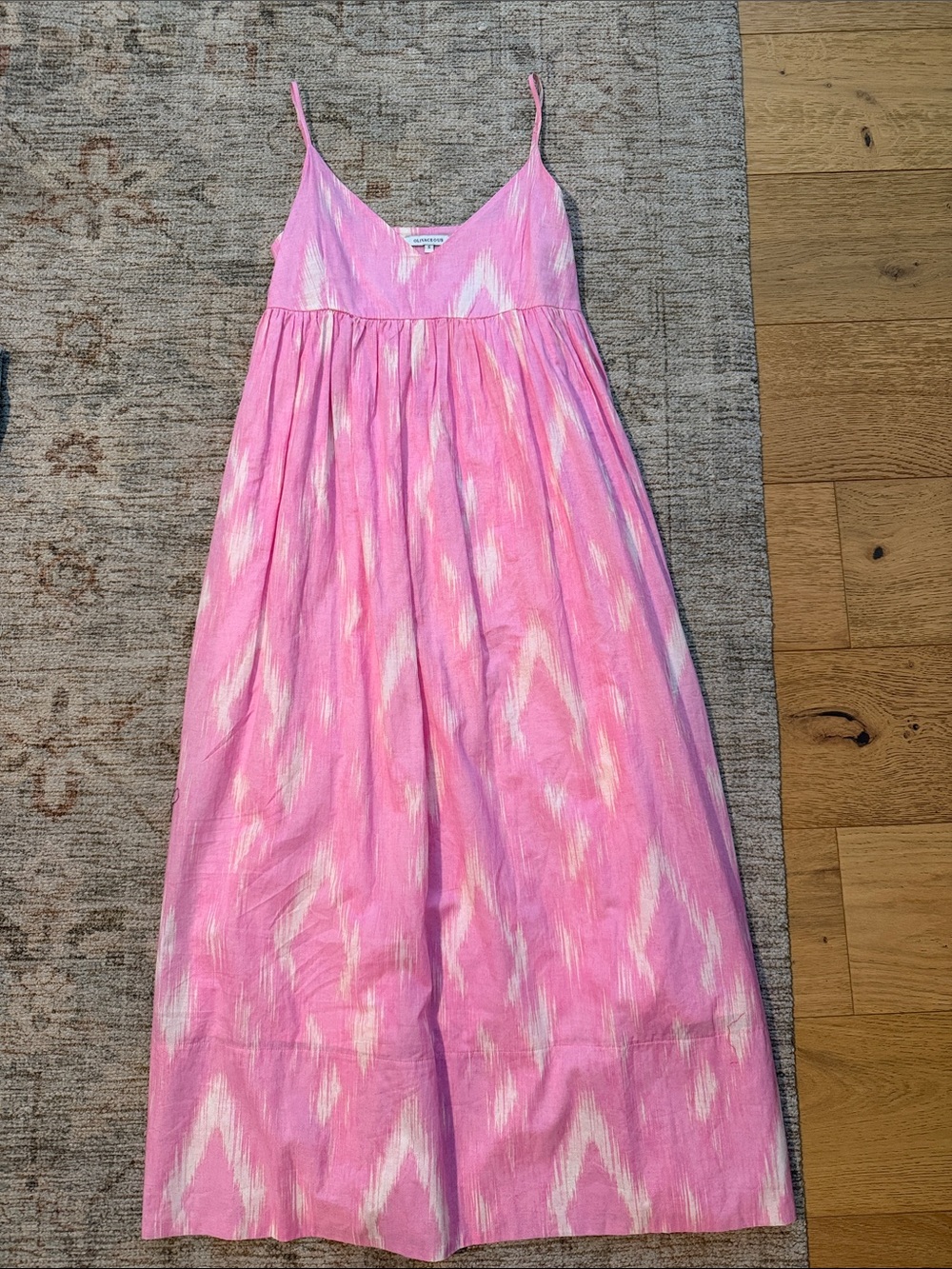 Olivaceous Pink Ikat-Print Spaghetti-Strap Maxi Dress